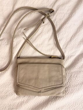 HOBO Leather Crossbody Bag in Light Gray